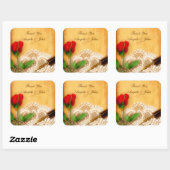  kant, rode roos, perkament Sticker (Vel)