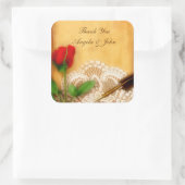  kant, rode roos, perkament Sticker (Tas)