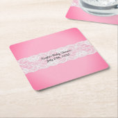Kant Roze Baby shower Kartonnen Onderzetters (Schuin)