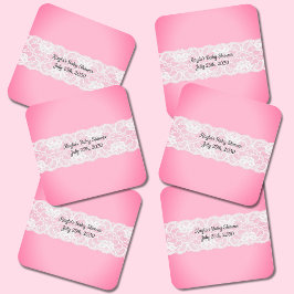 Kant Roze Baby shower Kartonnen Onderzetters