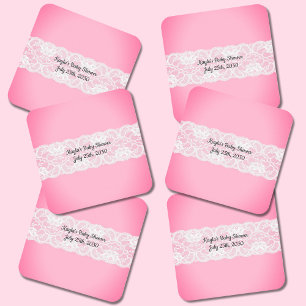 Kant Roze Baby shower Kartonnen Onderzetters
