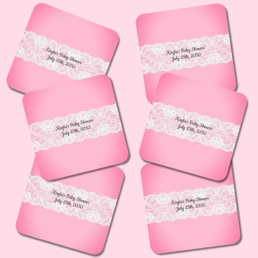 Kant Roze Baby shower Kartonnen Onderzetters