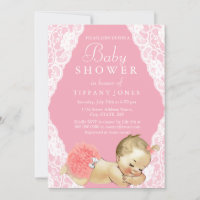  kant Roze Baby shower uitnodigen