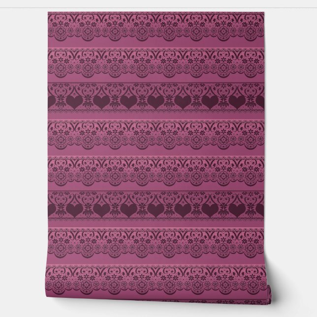  kant roze bruin openwerk voor decoratie behang (Afrollen)