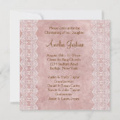  kant roze groen meisje foto doop kaart (Achterkant)