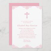  kant | Roze meisjes Baptism/Christening Kaart (Voorkant / Achterkant)