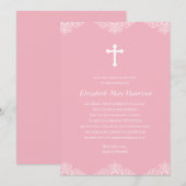 kant | Roze meisjes Baptism/Christening Kaart (Voorkant / Achterkant)