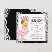 Kant Roze Zwarte Ballerina Tutu Baby shower Kaart (Voorkant / Achterkant)