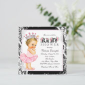 Kant Roze Zwarte Ballerina Tutu Baby shower Kaart (Staand voorkant)