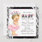  Kant Roze Zwarte Ballerina Tutu Baby shower Kaart (Voorkant)