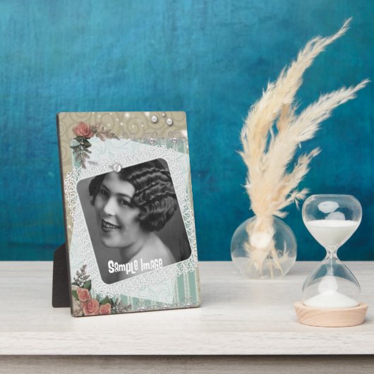  kant Rozen en parels Art Plaque Fotoplaat (Zijkant)