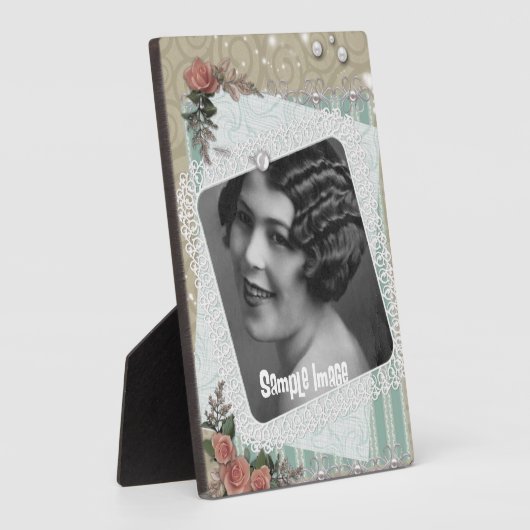  kant Rozen en parels Art Plaque Fotoplaat (Zijkant)