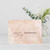 Kant Rozen Oud Papier Bruidsmeisje Kaart (Staand voorkant)