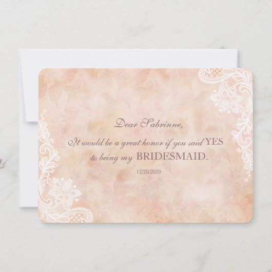  Kant Rozen Oud Papier Bruidsmeisje Kaart (Achterkant)