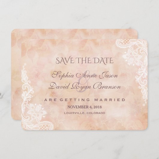 kant Rozen oud papier bruiloft opslaan van de dat Save The Date (Voorkant / Achterkant)