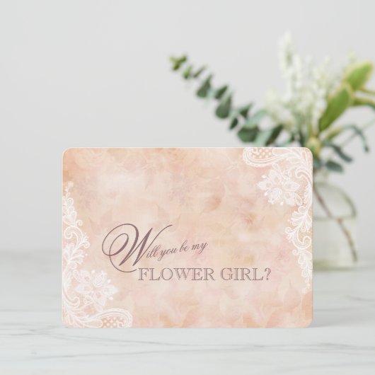 Kant Rozen Oude Papier Bloemenmeisje Bruiloft (Staand voorkant)