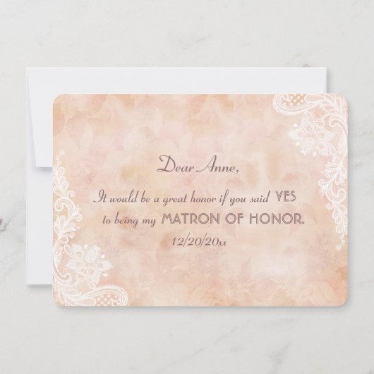 Kant Rozen Oude Papier Trouwmatron van Eer (Achterkant)