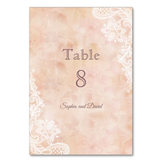  kant Rozen Oude papieren Trouwtafel Nummer Kaart (Achterkant)