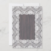  kant Rustiek Hout Roze Crème Bloemen Huwelijk Kaart (Achterkant)