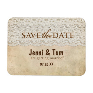 Kant Rustieke Bruiloft Save the Date Magnet Magneet