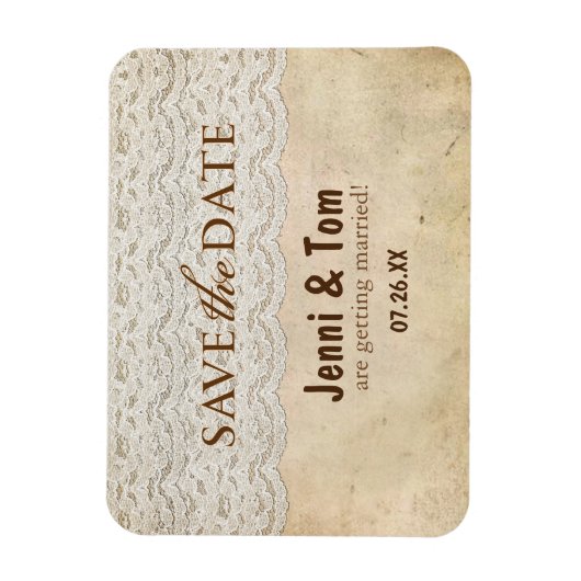  Kant Rustieke Bruiloft Save the Date Magnet Magneet (Verticaal)