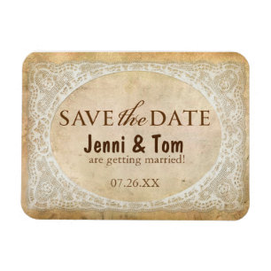 Kant Rustieke Bruiloft Save the Date Magnet Magneet