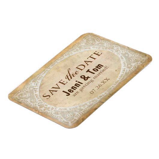 Kant Rustieke Bruiloft Save the Date Magnet Magneet (Linkerzijde)