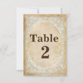 Kant Rustieke Romance Tafelnummer Kaart (Voorkant)