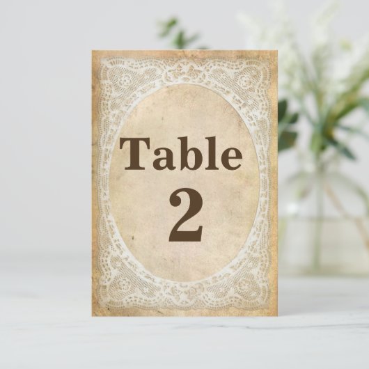  Kant Rustieke Romance Tafelnummer Kaart (Staand voorkant)
