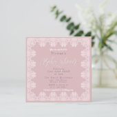 Kant  Shabby Chic Roze Baby shower Kaart (Staand voorkant)