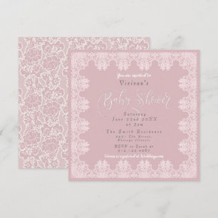 Kant  Shabby Chic Roze Baby shower Kaart