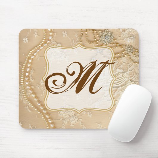 kant sieraden Monogram Initiaal Muismat (Met muis)