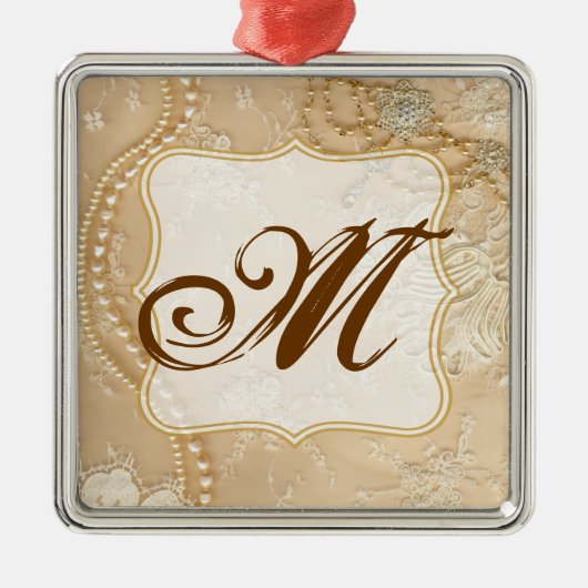  kant sieraden Monogram Initiaal Ornament (Voorkant)