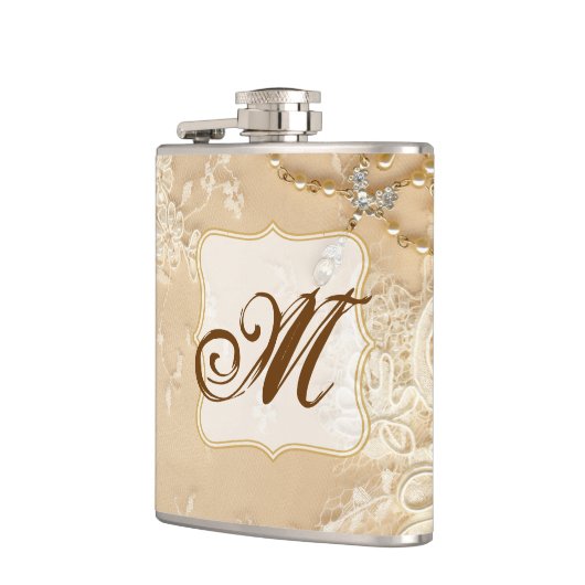  kant sieraden Victor Monogram Whiskey Flask Heupfles (Links)