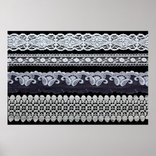  kant, sierbloemen (echte kant) poster