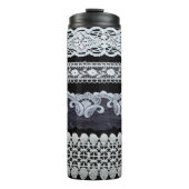  kant, sierbloemen (echte kant) thermosbeker (Voorkant)