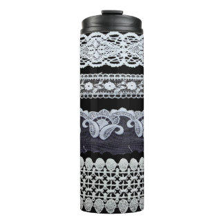 kant, sierbloemen (echte kant) thermosbeker