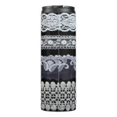  kant, sierbloemen (echte kant) thermosbeker (Achterkant)