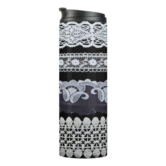  kant, sierbloemen (echte kant) thermosbeker (Geroteerd rechts)