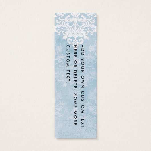  kant stencil damask blauw prijs hang label mini visitekaartjes (Achterkant)