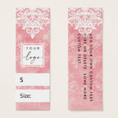  kant stencil damask roze prijs hang label mini visitekaartjes (Voorkant /achterkant)