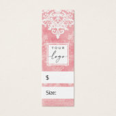  kant stencil damask roze prijs hang label mini visitekaartjes (Voorkant)