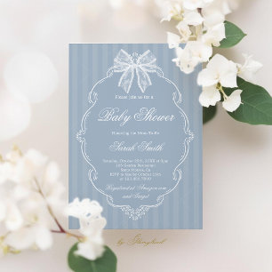 Kant Stof Blauw Baby Shower Kaart