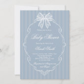 Kant Stof Blauw Baby Shower Kaart (Voorkant)