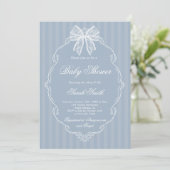 Kant Stof Blauw Baby Shower Kaart (Staand voorkant)