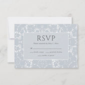 Kant Stof Blauw Witte RSVP Kaart (Voorkant)