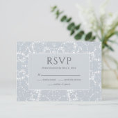 Kant Stof Blauw Witte RSVP Kaart (Staand voorkant)