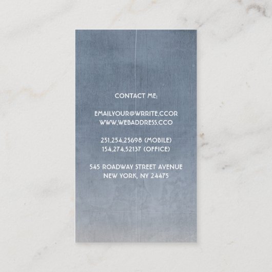 Kant Stoffig of Slate Blue Elegant Visitekaartje (Achterkant)