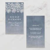 Kant Stoffig of Slate Blue Elegant Visitekaartje (Voorkant / Achterkant)