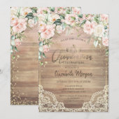 Kant, Tiara, Lichten, Houten Roze Rozen Quinceañer Kaart (Voorkant / Achterkant)